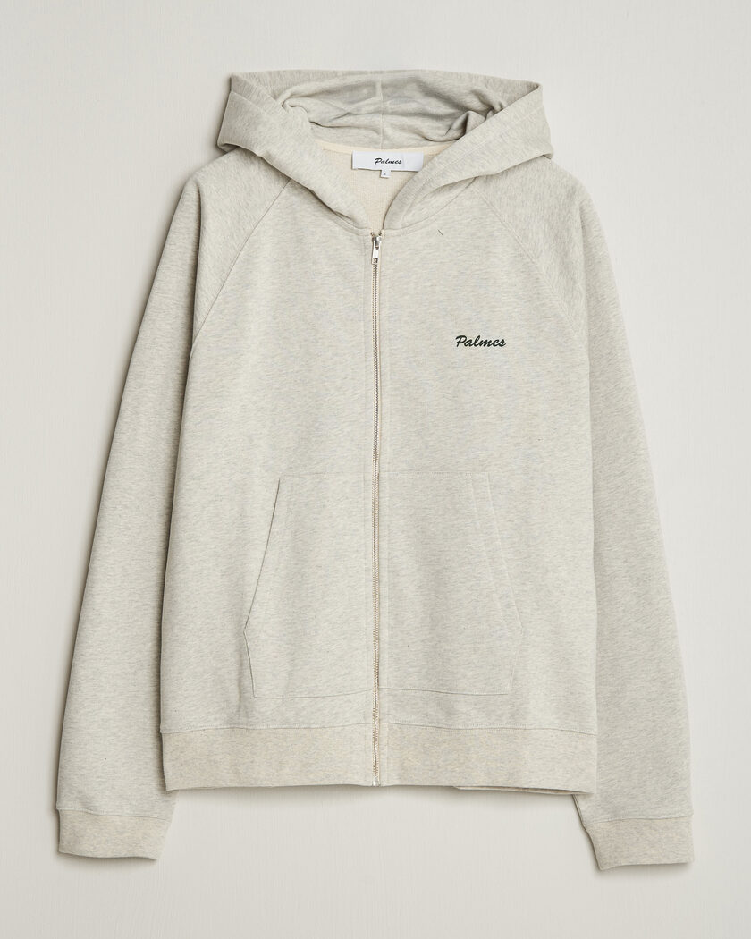 Palmes Logo Zip Hoodie Grey Melange – Grey
