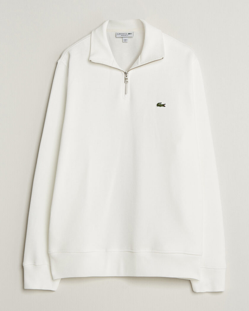 Lacoste Rib Interlock Half Zip Flour – White