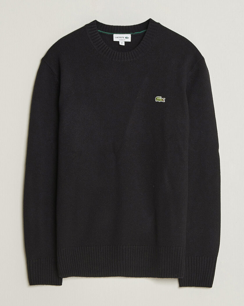Lacoste Carded Wool Crew Neck Black – Black