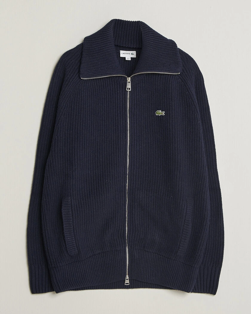 Lacoste Heavy Wool Knitted Full Zip Navy Blue – Blue