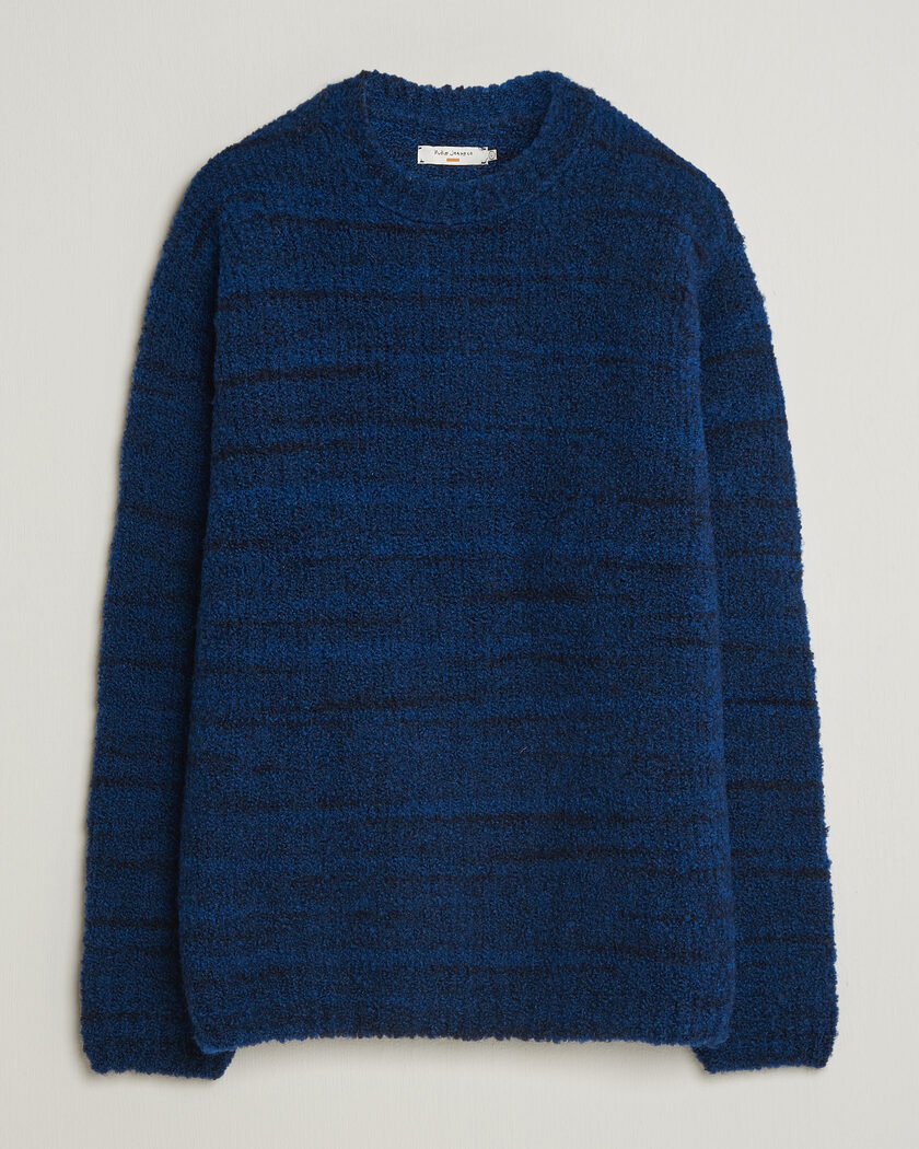 Gran Sasso Cotton/Cashmere Knitted Crew Neck Sweater Navy Melange