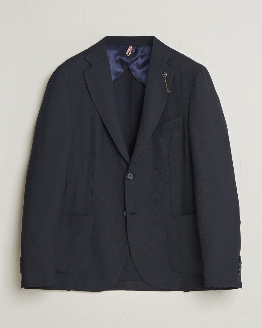 Boglioli K Jacket Wool Hopsack Blazer Navy at CareOfCarl.com