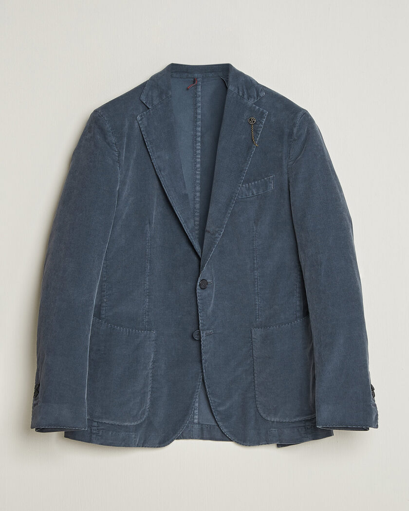 Santaniello Corduroy Patch Pocket Blazer Iron Blue – Blue