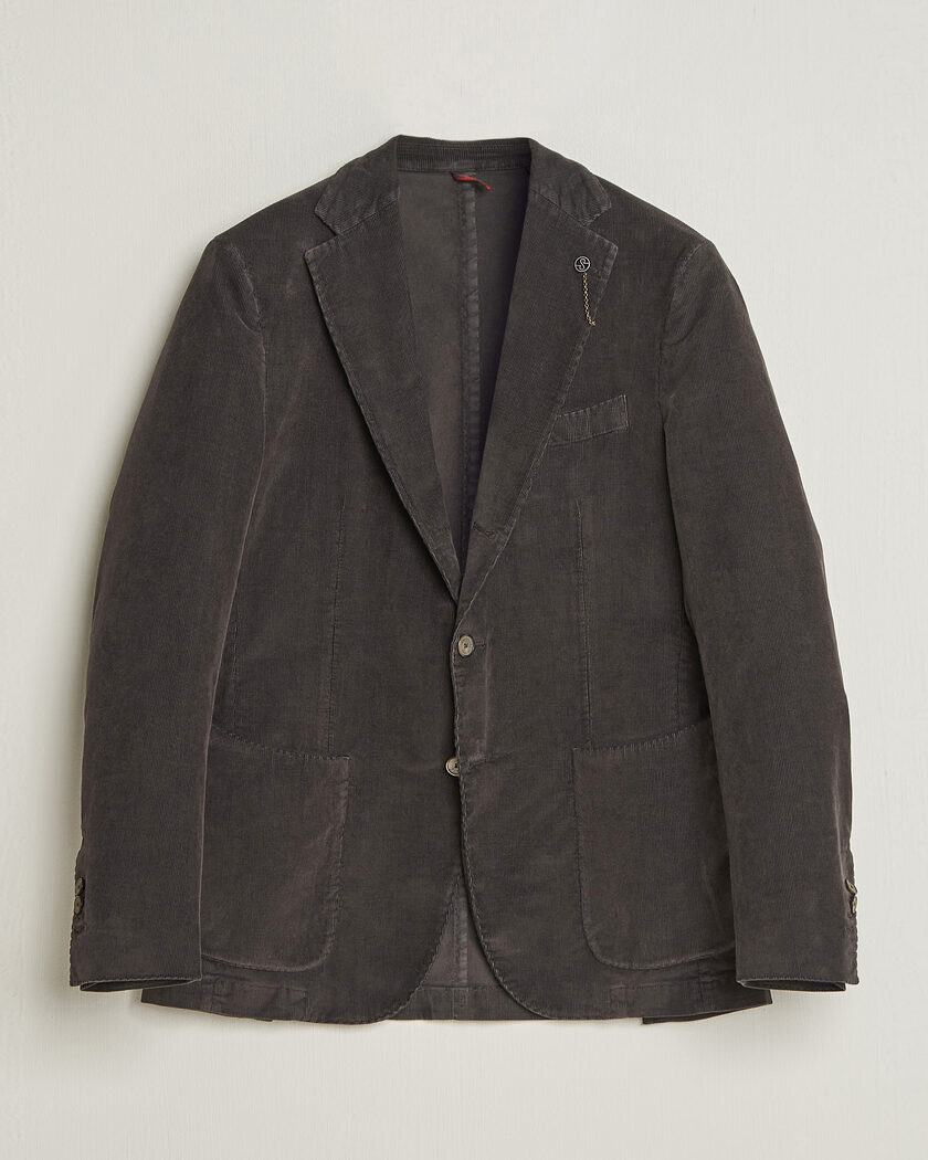 Santaniello Corduroy Patch Pocket Blazer Dark Grey – Grey