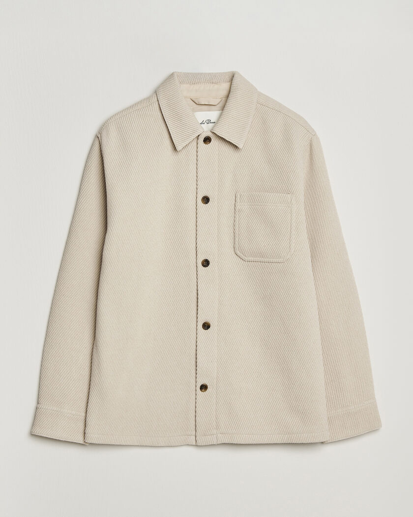 LES DEUX Twill Wool Overshirt Ivory – White