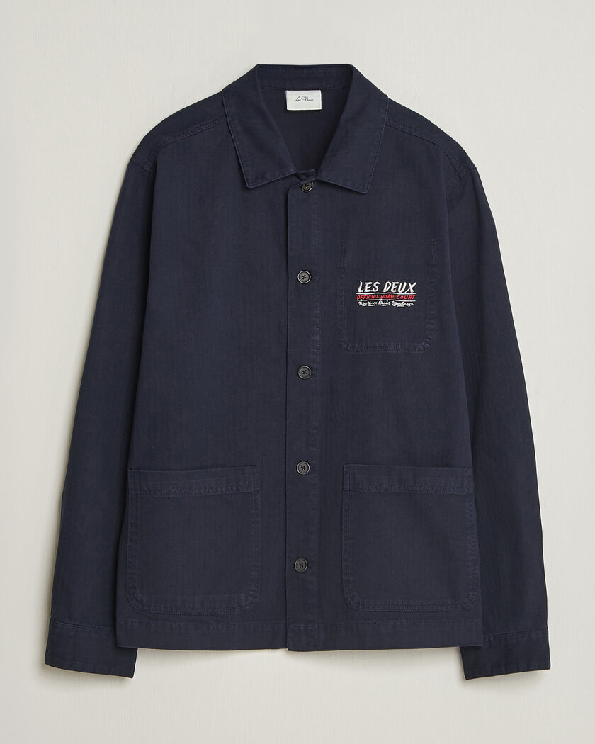 LES DEUX Herringbone Artist Overshirt Dark Navy – Blue