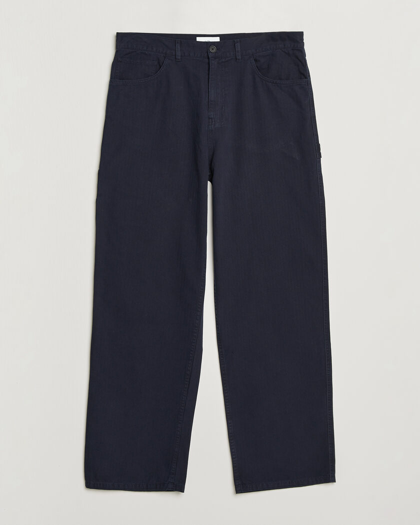 LES DEUX Roi Carpenter Herringbone Pants Dark Navy – Blue