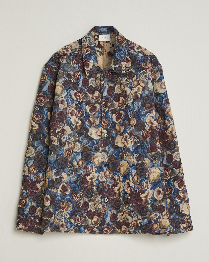 LES DEUX Flower Jaquard Overshirt Blue Multi – Blue