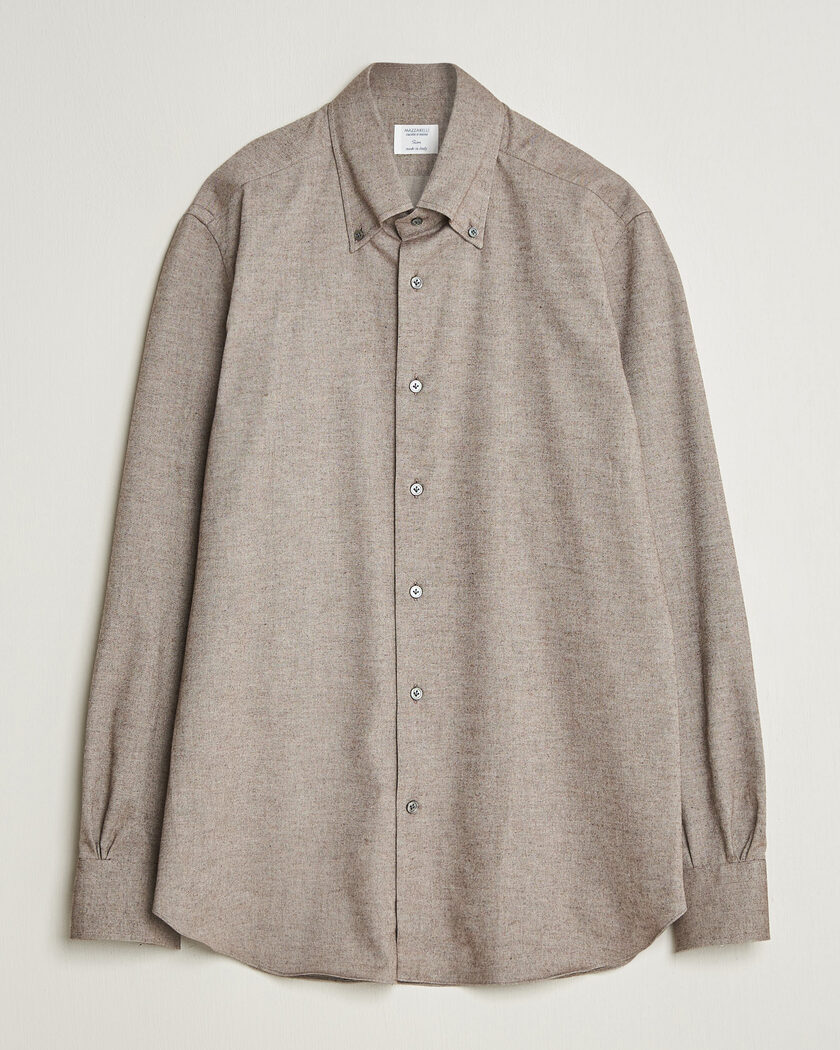 Mazzarelli Soft Flannel Button Down Shirt Taupe – Beige