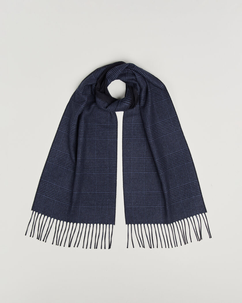 Piacenza Cashmere Cashmere/Silk Glencheck Scarf Navy – Blue