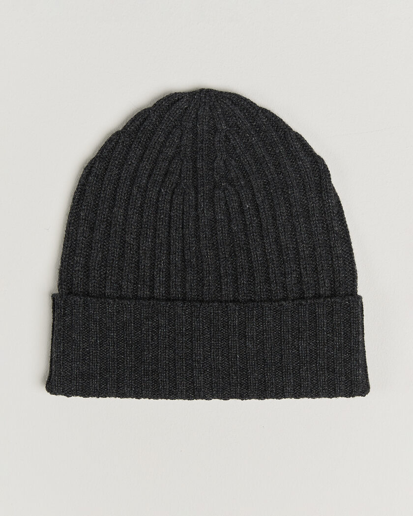 Piacenza Cashmere Ribbed Cashmere Beanie Charcoal – Grey