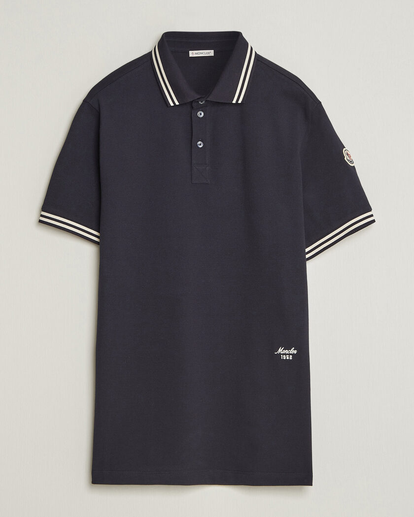 Moncler Contrast Collar Polo Navy – Blue