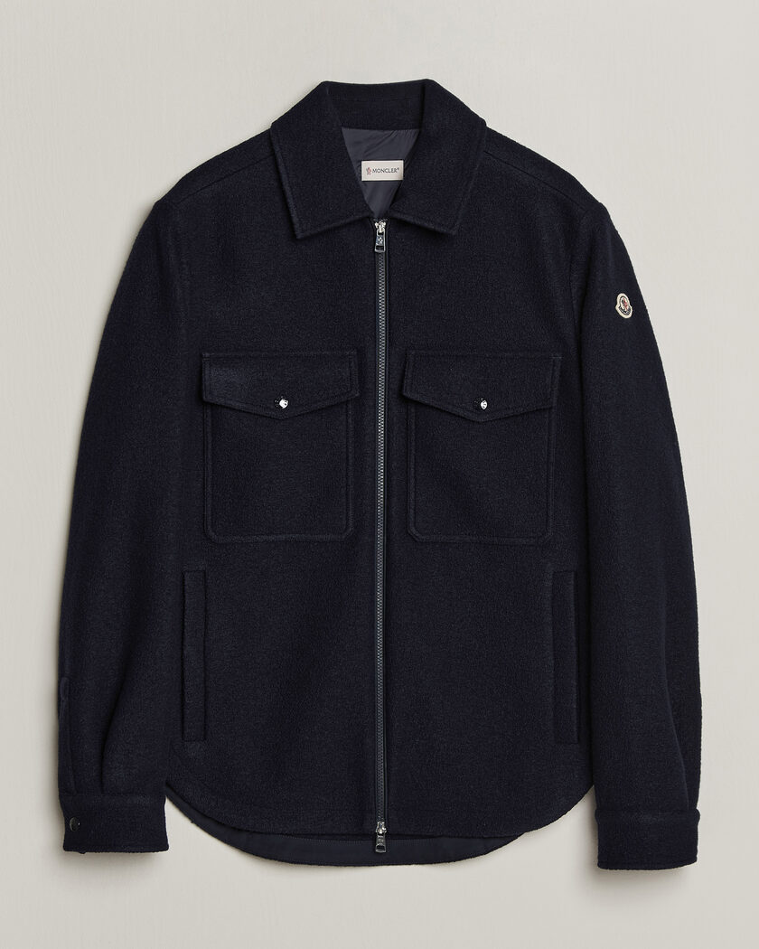 Jil Sander Wool Zip Overshirt Navy at CareOfCarl.com