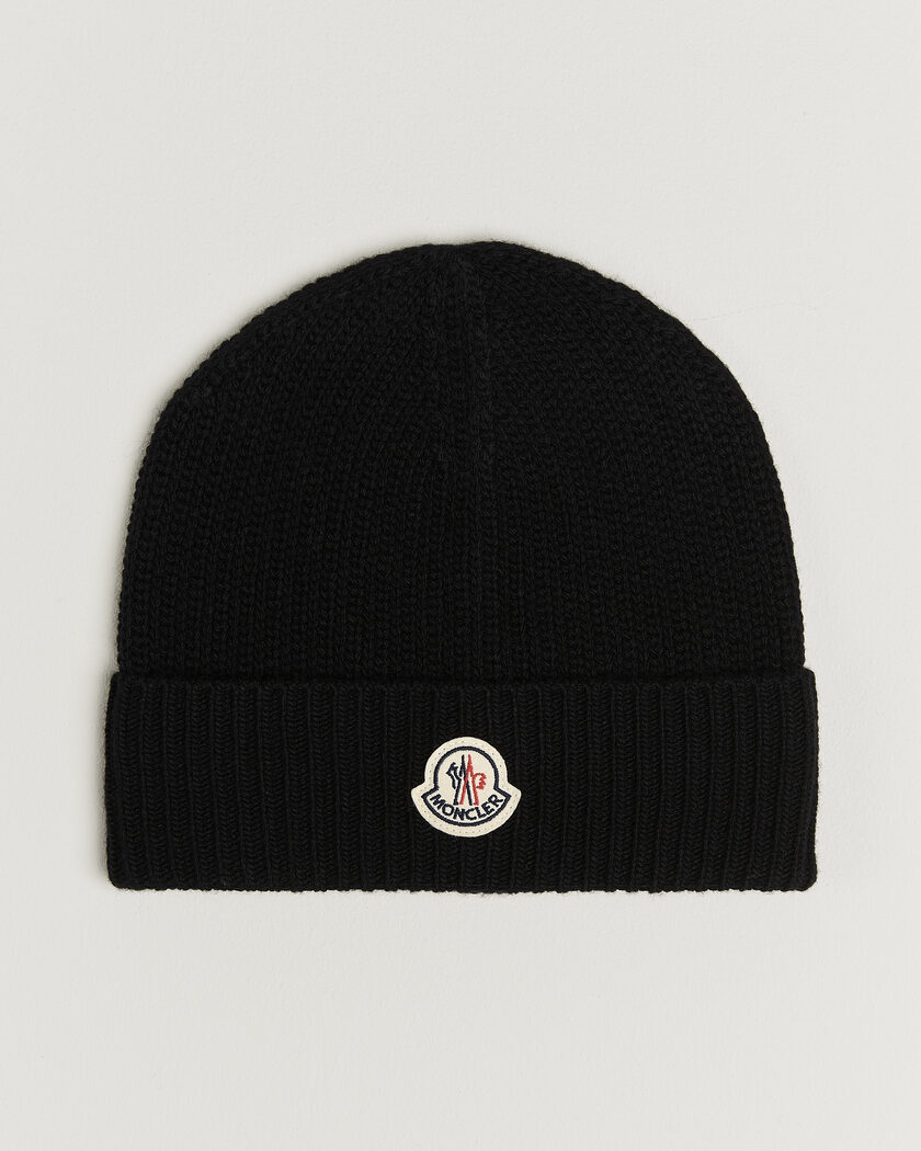 Moncler Rib Wool Beanie Black – Black