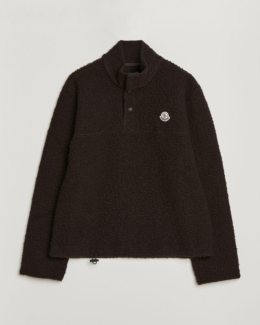 Moncler Half Zip Fleece Sweater Dark Brown – Brown