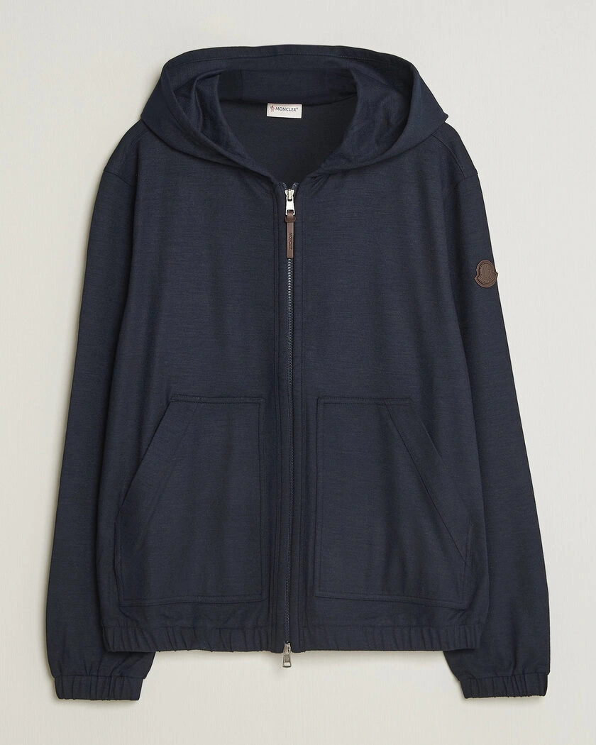 Moncler Full Zip Flannel Hoodie Navy – Blue