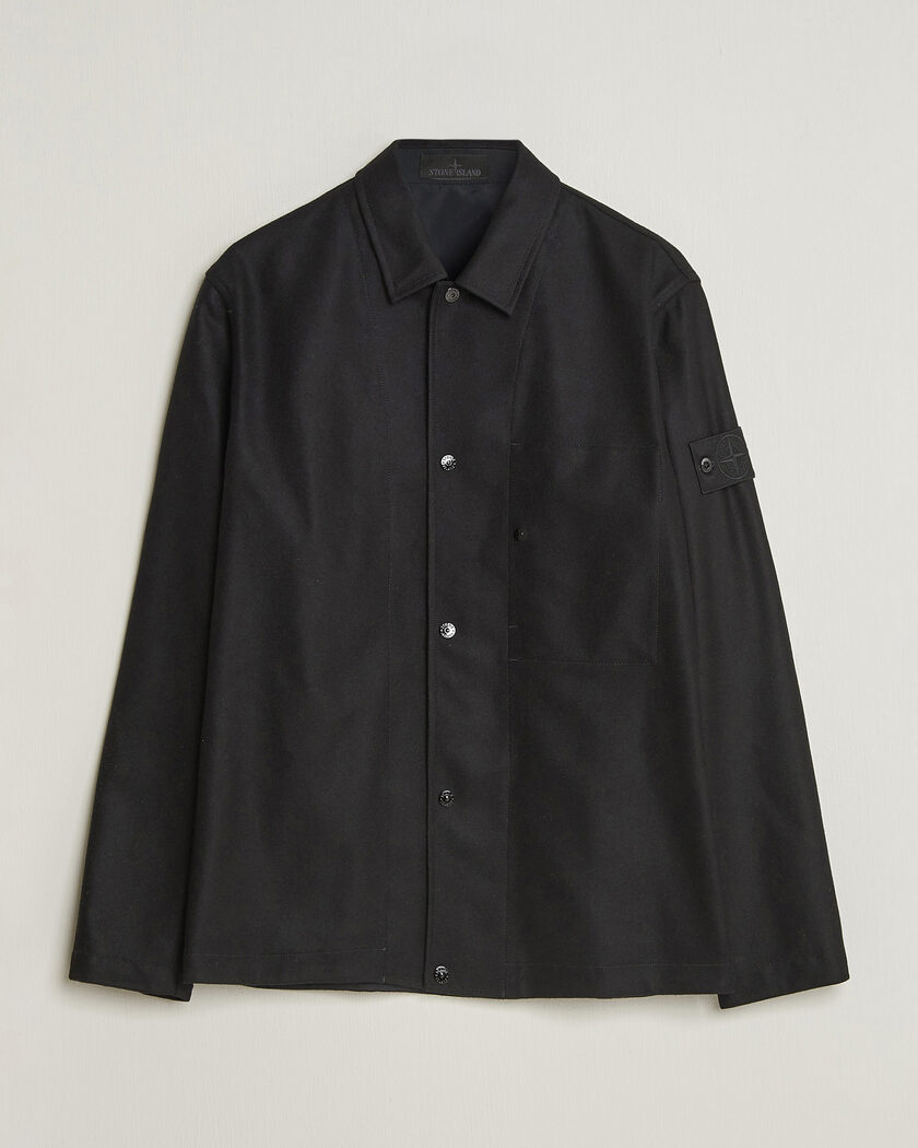 Stone Island Nylon Metal Zip Overshirt Black at CareOfCarl.com