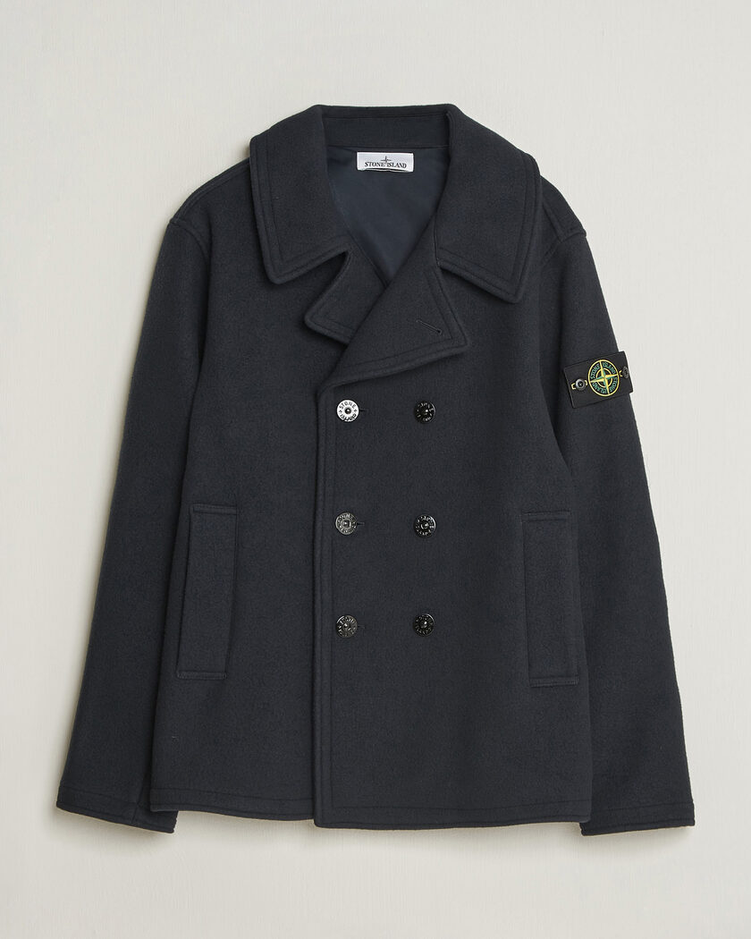 Stone Island Heavy Melton Wool Peacoat Navy Blue – Blue