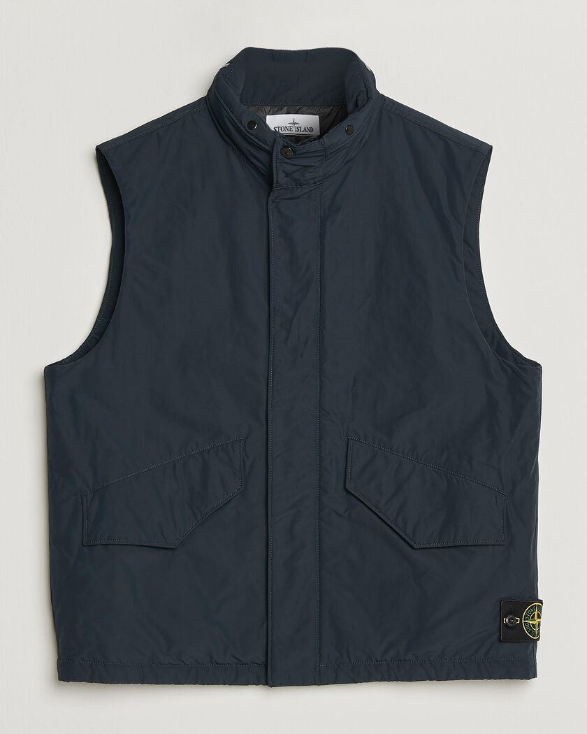 Stone Island Micro Twill Padded Vest Navy Blue – Blue