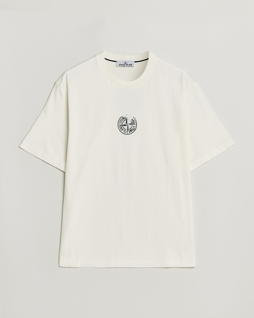 Stone Island Vertical Placement Print Cotton T-Shirt Ivory – White