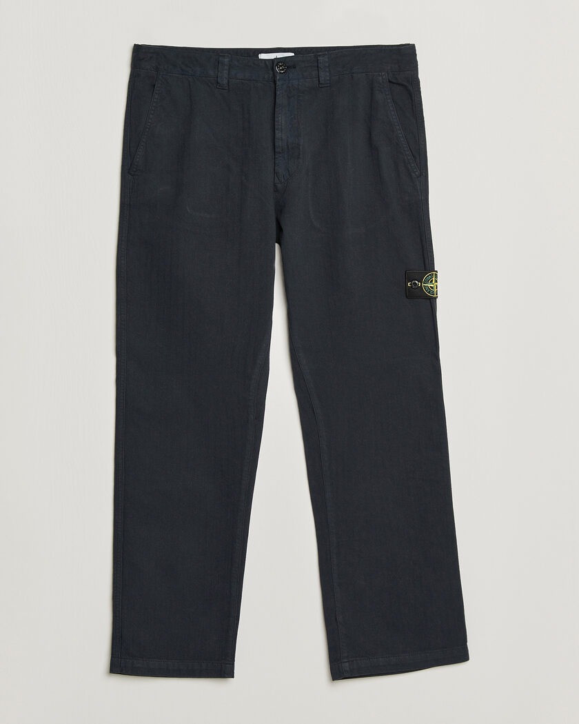 Stone Island Cotton Herringbone Pants Navy Blue – Blue