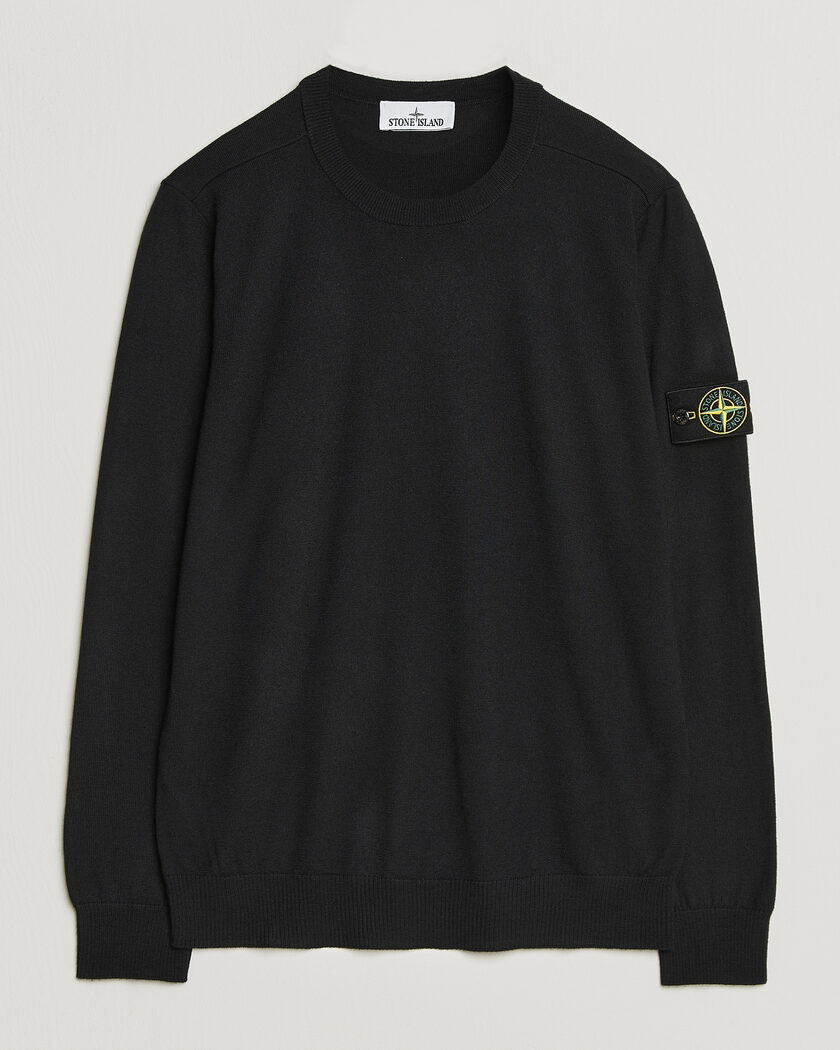  Stone Island Light Pure Wool Crew Neck Black – Black