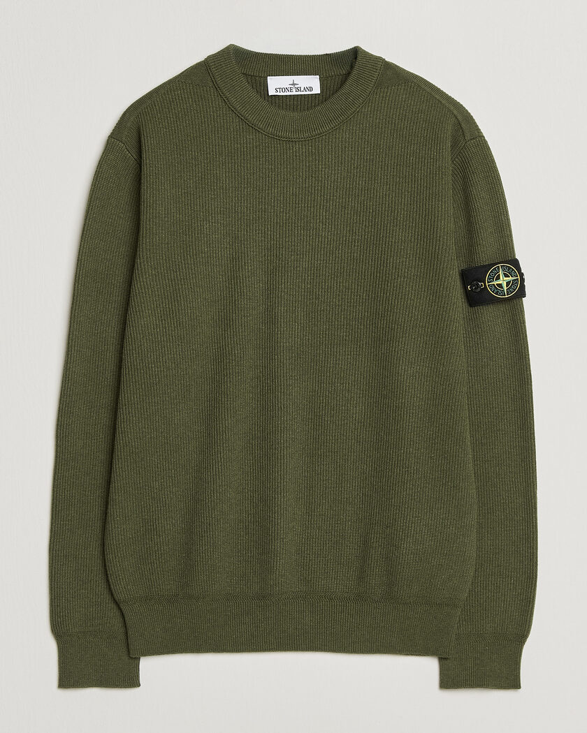 Stone Island Ribbed Soft Organic Cotton Crew Neck Military Green – Green