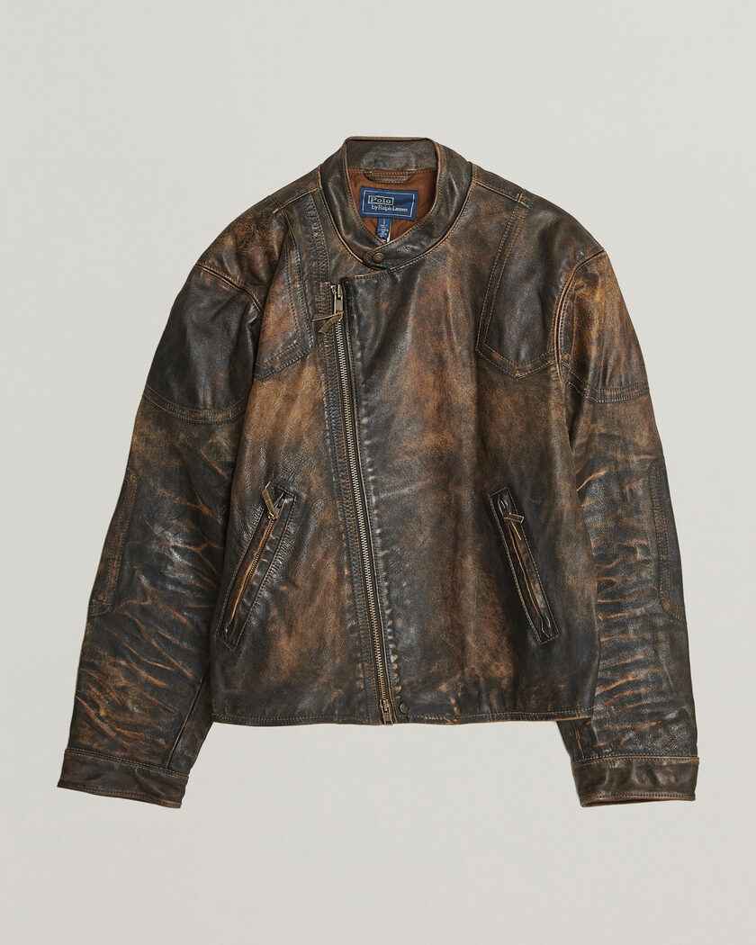 Polo Ralph Lauren Leather Bomber Jacket Brown/Black Amber – Brown