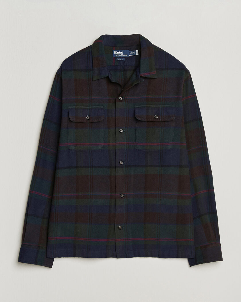 Polo Ralph Lauren Hudson Ranch Checked Overshirt Olive Royal – Green