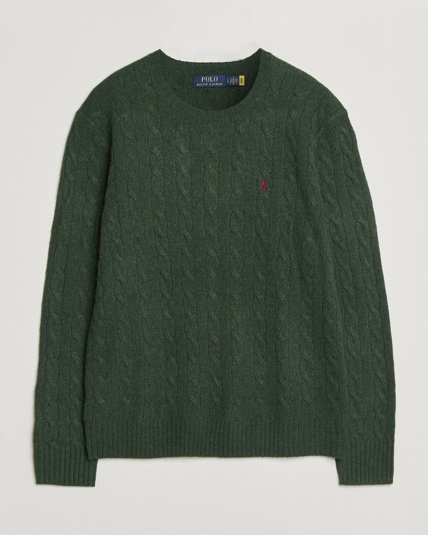Polo Ralph Lauren Wool/Cashmere Cable Crew Neck Lodgepole Pine Heather – Green