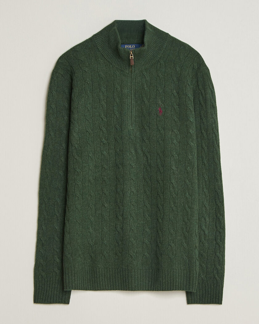 Polo Ralph Lauren Wool/Cashmere Cable Half Zip Lodgepole Pine Heather – Green