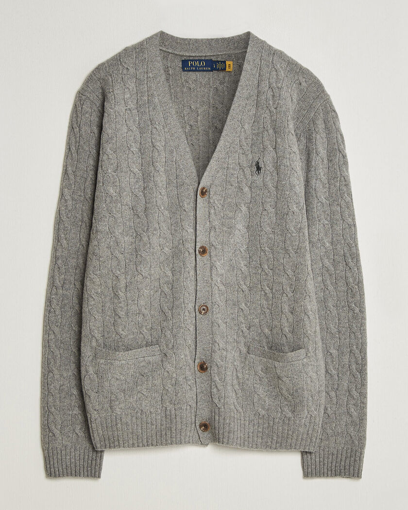 Polo Ralph Lauren Wool/Cashmere Cable Cardigan Fawn Grey Heather – Grey