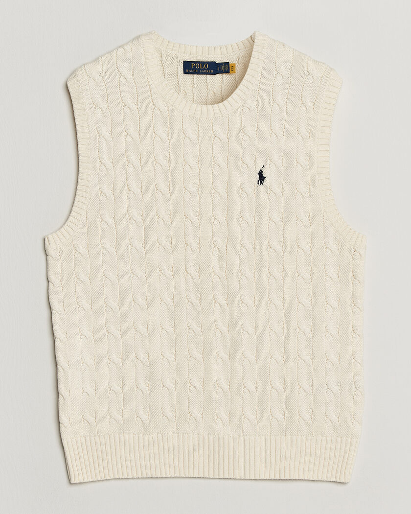 Polo Ralph Lauren Cotton Cable Vest Andover Cream – White