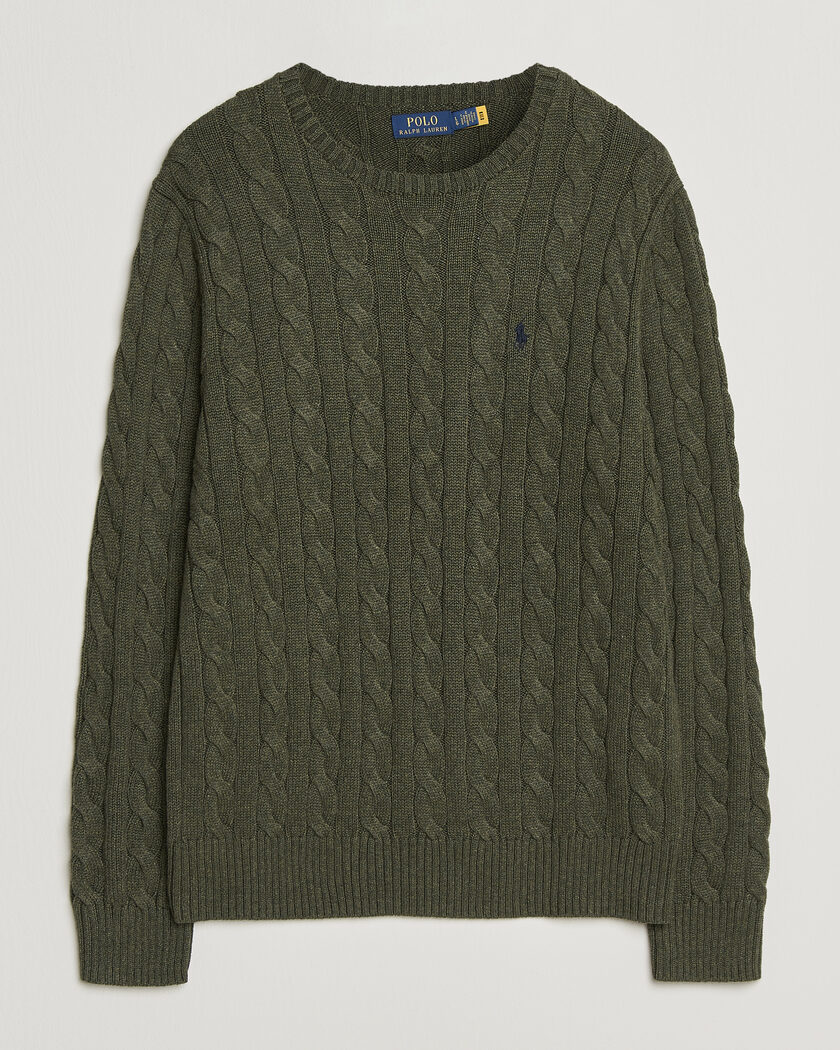 Polo Ralph Lauren Cotton Cable Pullover Olive Shrub Heather – Green