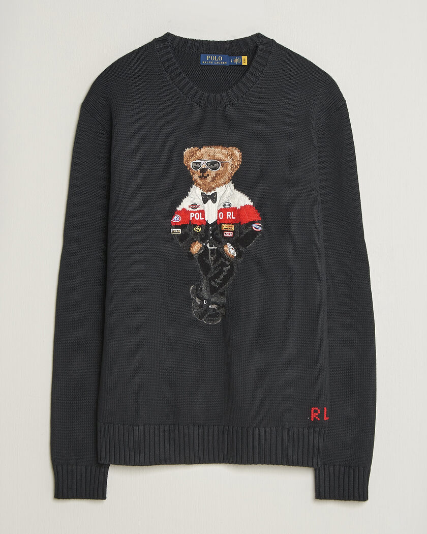 Polo Ralph Lauren Cotton Blend Bear Sweater Polo Black – Black