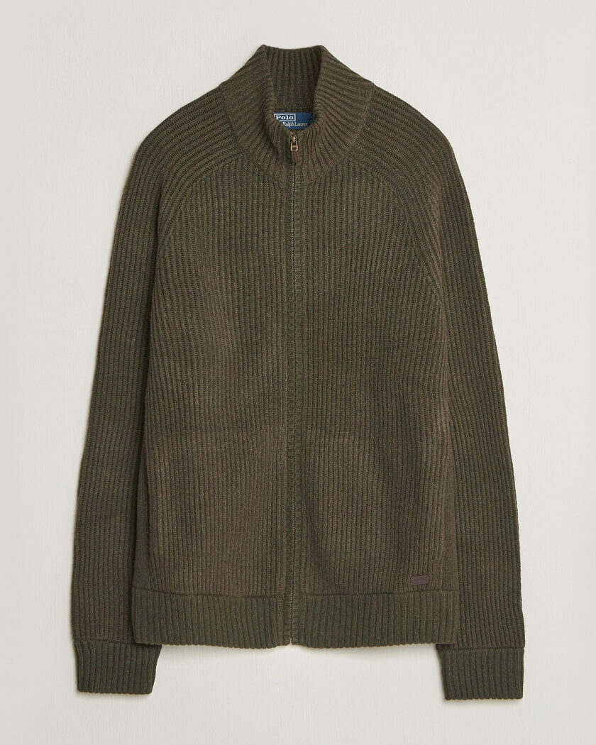 Polo Ralph Lauren Wool/Cashmere Full-Zip Ekanite Olive Heather – Green