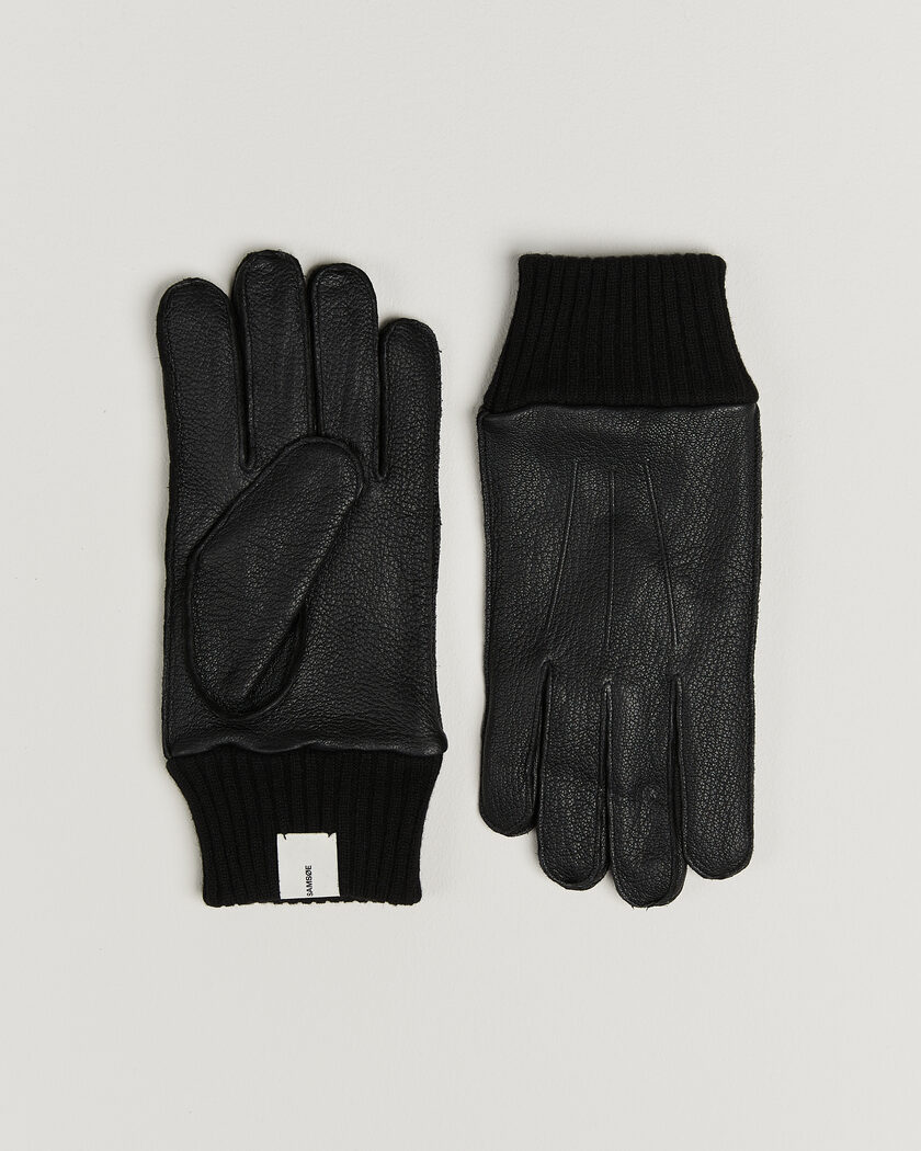 Samsøe Samsøe Floki Leather Gloves Black – Brown