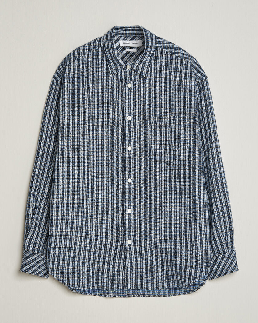 Samsøe Samsøe Luan Brushed Cotton Checked Shirt Cyaneus – Blue