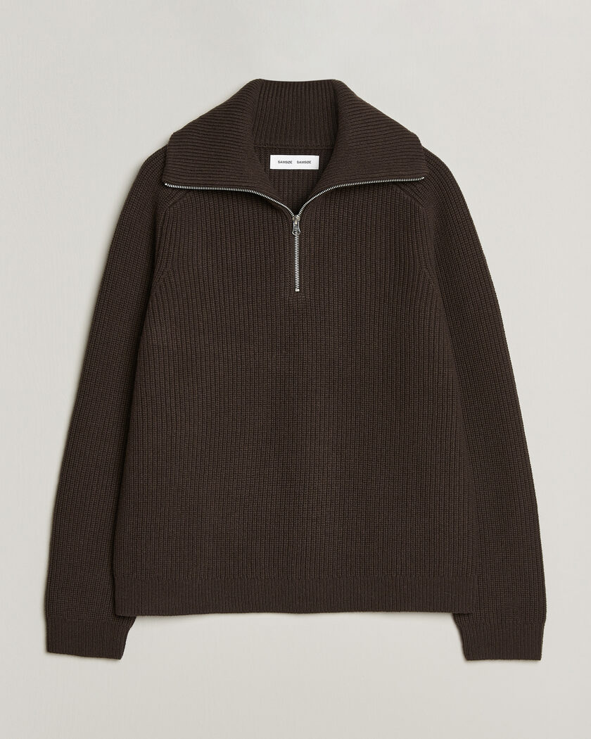 Samsøe Samsøe Rick Wool Heavy Knitted Half Zip Delicioso – Brown