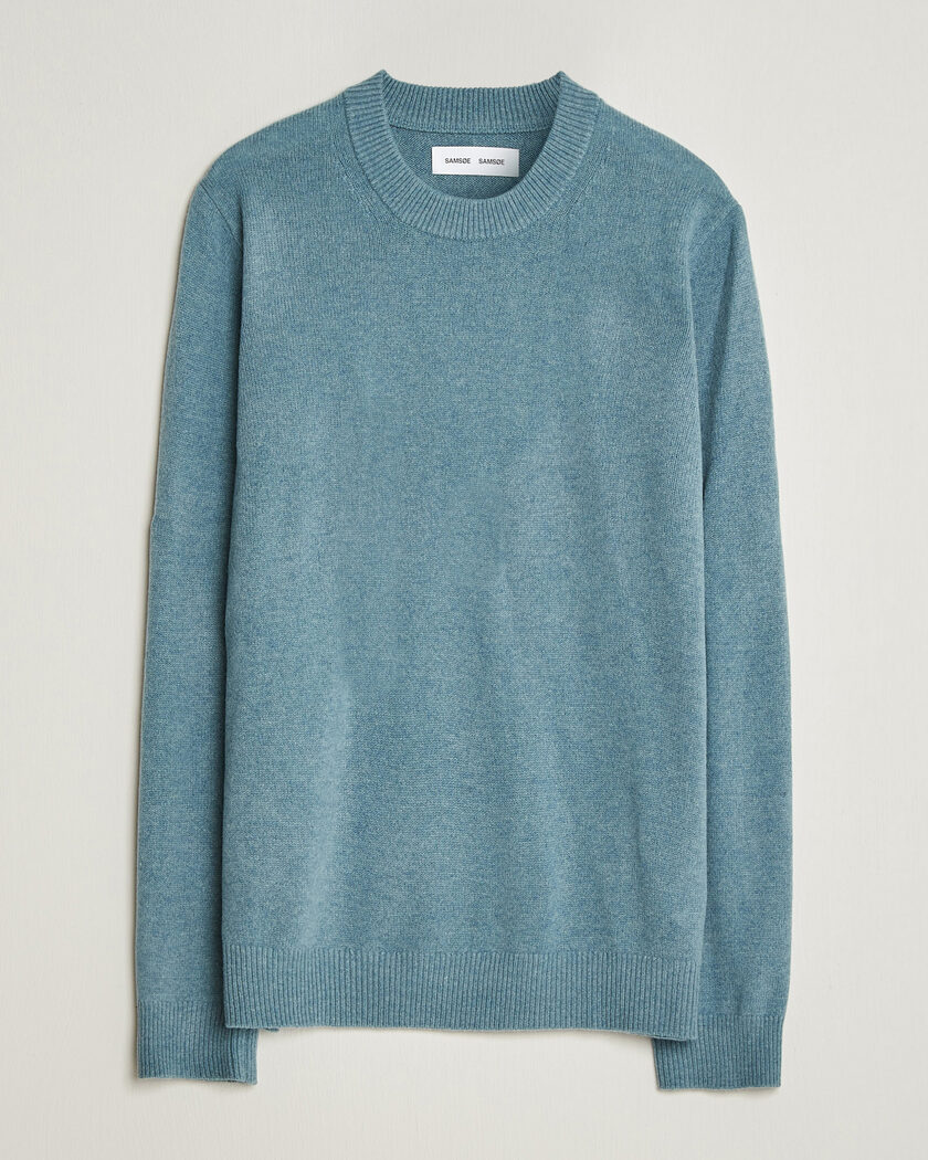 Samsøe Samsøe Isak Knitted Crew Neck Stormy Sea – Blue