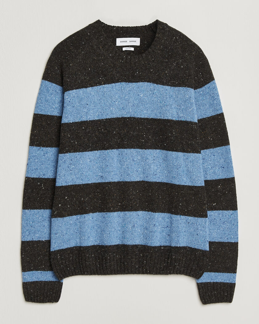 Samsøe Samsøe Nate Donegal Wool Knitted Striped Sweater Brown/Blue – Multi-colour