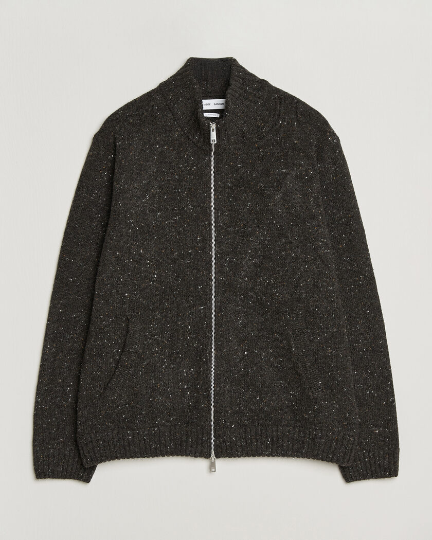 Samsøe Samsøe Nate Donegal Wool Knitted Full Zip Delicioso – Brown