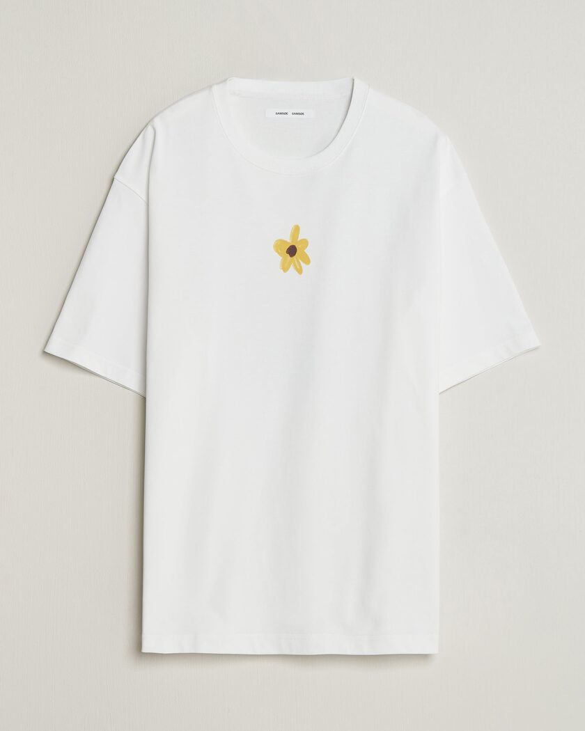 Samsøe Samsøe Giles Printed Crew Neck T-Shirt White Flowers – White