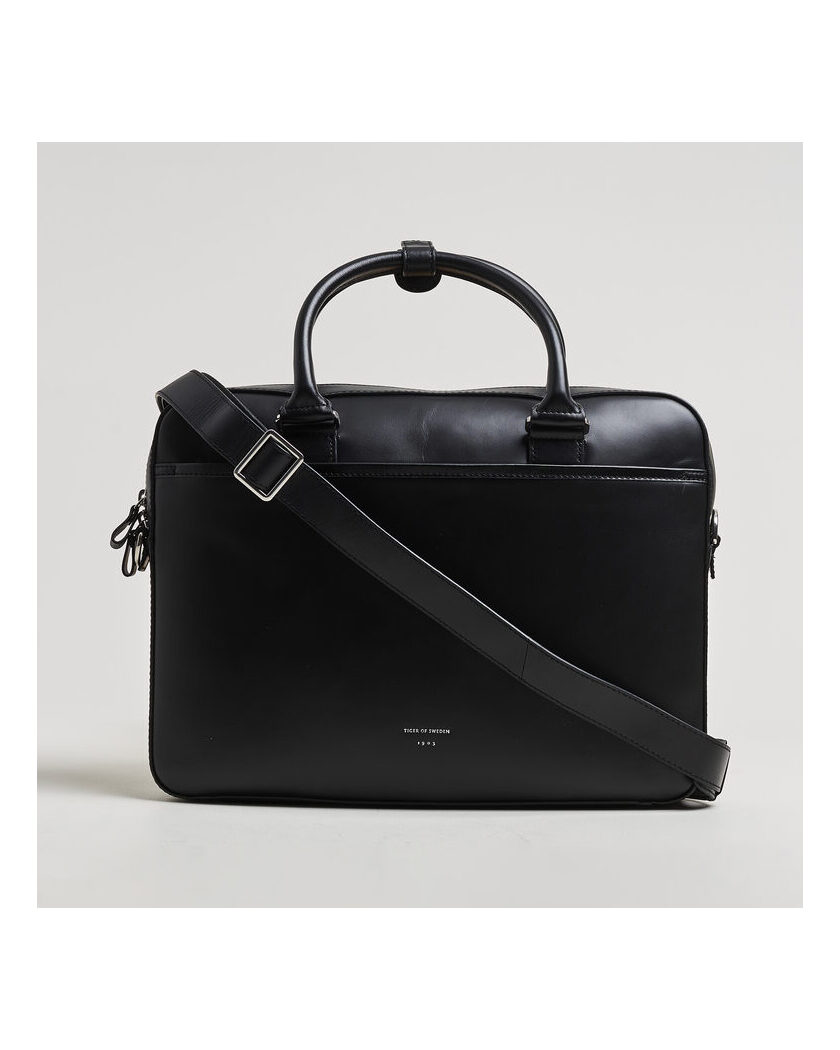 Tiger of Sweden Bosun Smooth Leather Briefcase Black – Black