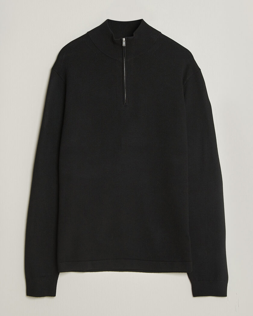 Polo Ralph Lauren Textured Half Zip Polo Black at CareOfCarl.com