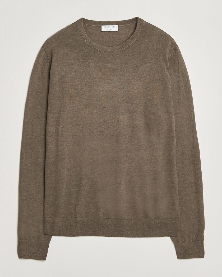Tiger of Sweden Connor Extra Fine Merino Crew Neck Pullover Aged Timber – Brown