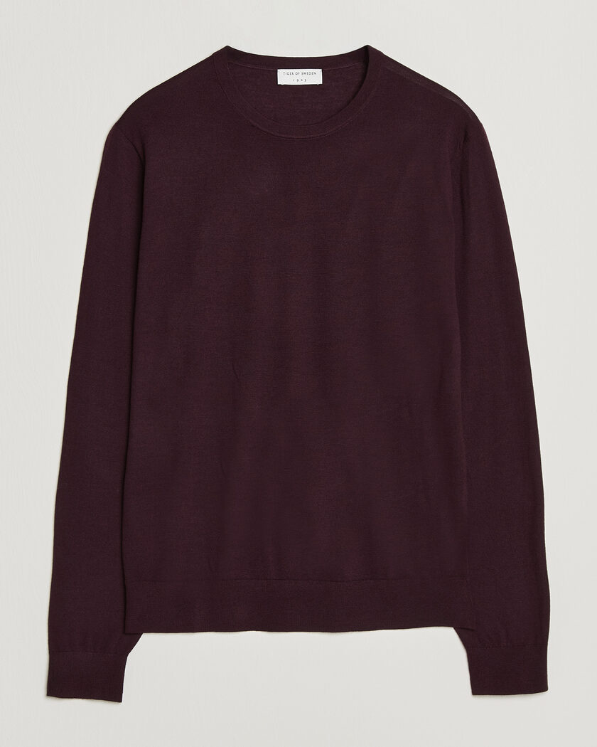 Tiger of Sweden Connor Extra Fine Merino Crew Neck Pullover Aubergine – Purple