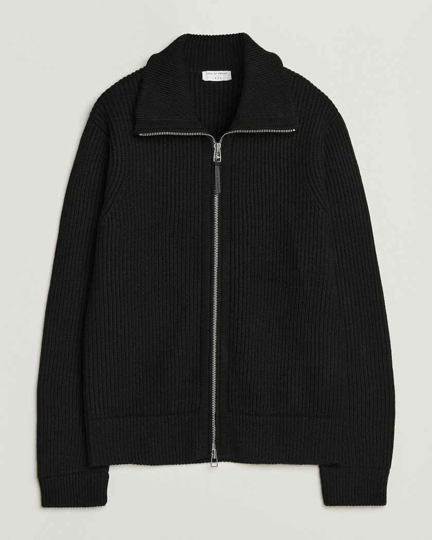 Tiger of Sweden Niall Wool Heavy Knitted Full Zip Black – Black