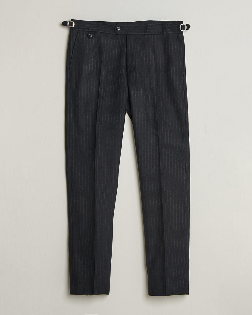 Tiger of Sweden Tense Wool Pleated Pinstriped Trousers Blue Function – Blue