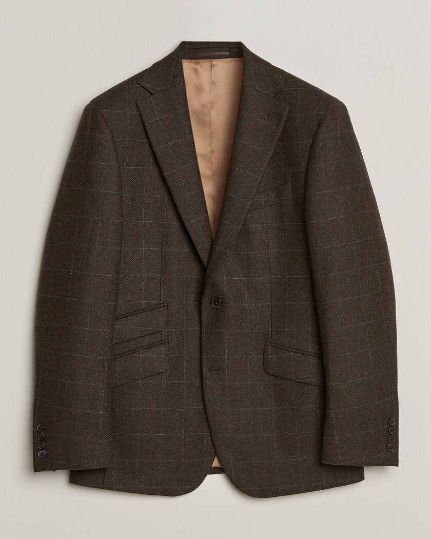 Walker Slater Edward Lambswool Windowpane Blazer Brown – Brown